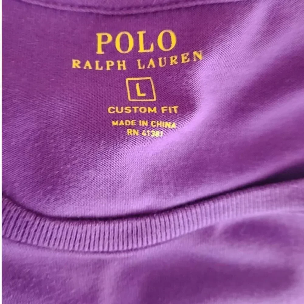 Ralph Lauren‎ Polo Purple Green Horse Logo Tee Size Large